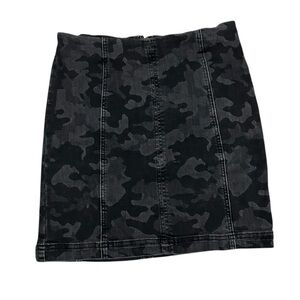 Free People Black Camouflage Midi Skirt